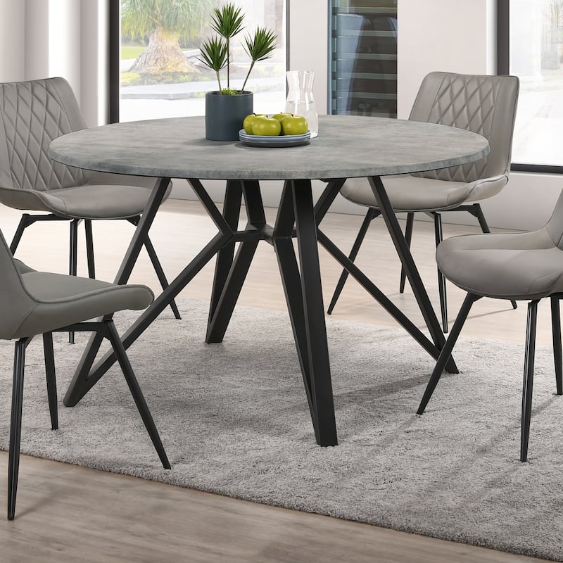 Royceton Concrete and Black Round Wood Top Dining Table