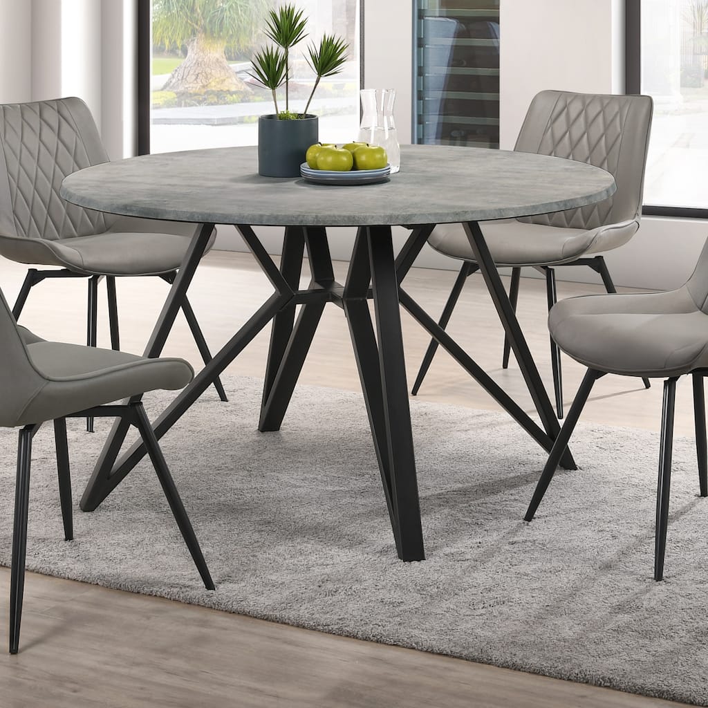 Royceton Concrete and Black Round Wood Top Dining Table