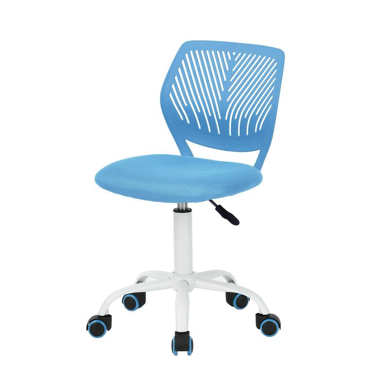 Turquoise and White Adjustable Height Swivel Rolling Office Chair