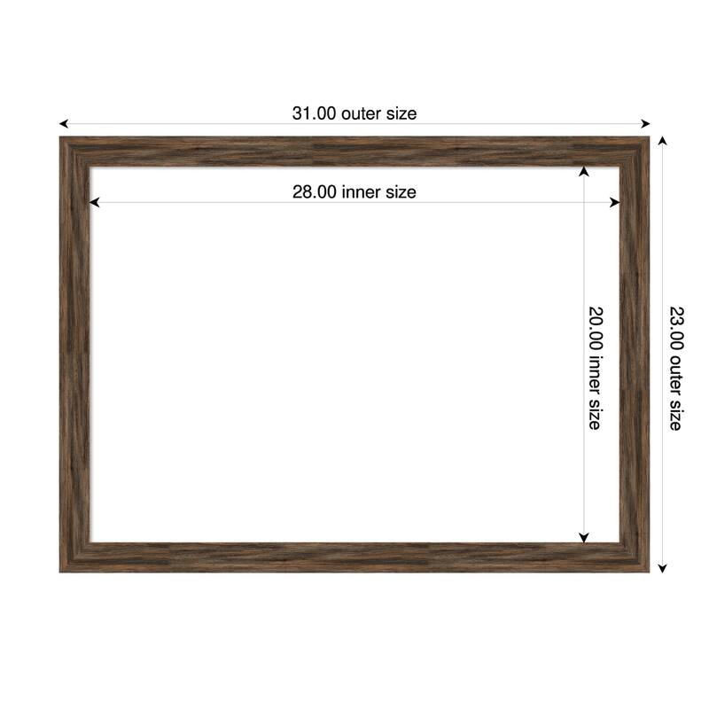 Amanti Art Regis Barnwood Grey Narrow Framed Dry Erase Magnetic Board - 31 x 23 in - Regis Barnwood Mocha Narrow