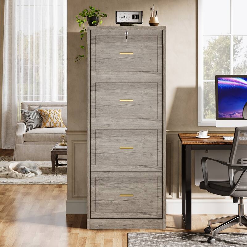 4-Drawer Vertical File Cabinet with Lock for A4/Letter/Legal Size