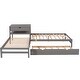 preview thumbnail 9 of 25, Full Size L-shaped Platform Beds with Drawers Linked with Built-in Rectangle Table and Twin Size Trundle.