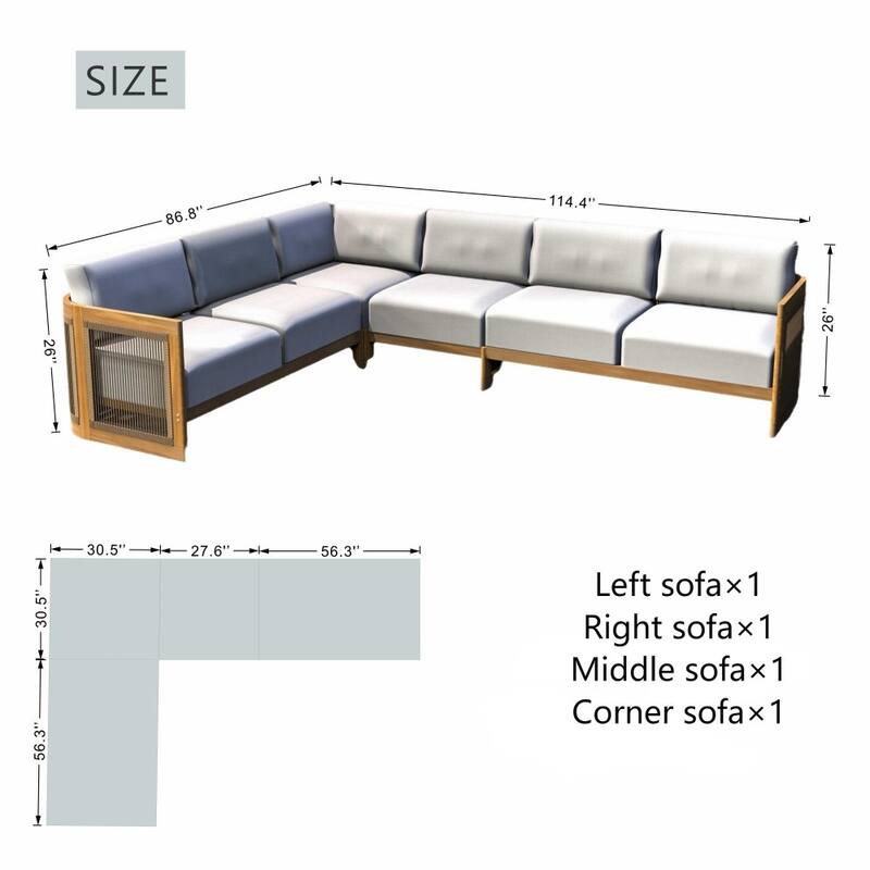 Modern Rope-woven Modular Outdoor Sectional Sofa Set with Adjustable Recliners and Olefin Cushions