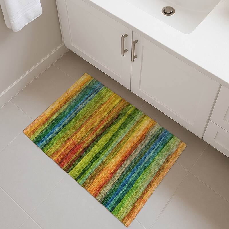 Premium Washable Super Soft Modern Stripe Mayfield Rug - Green - 1'8" x 2'6"