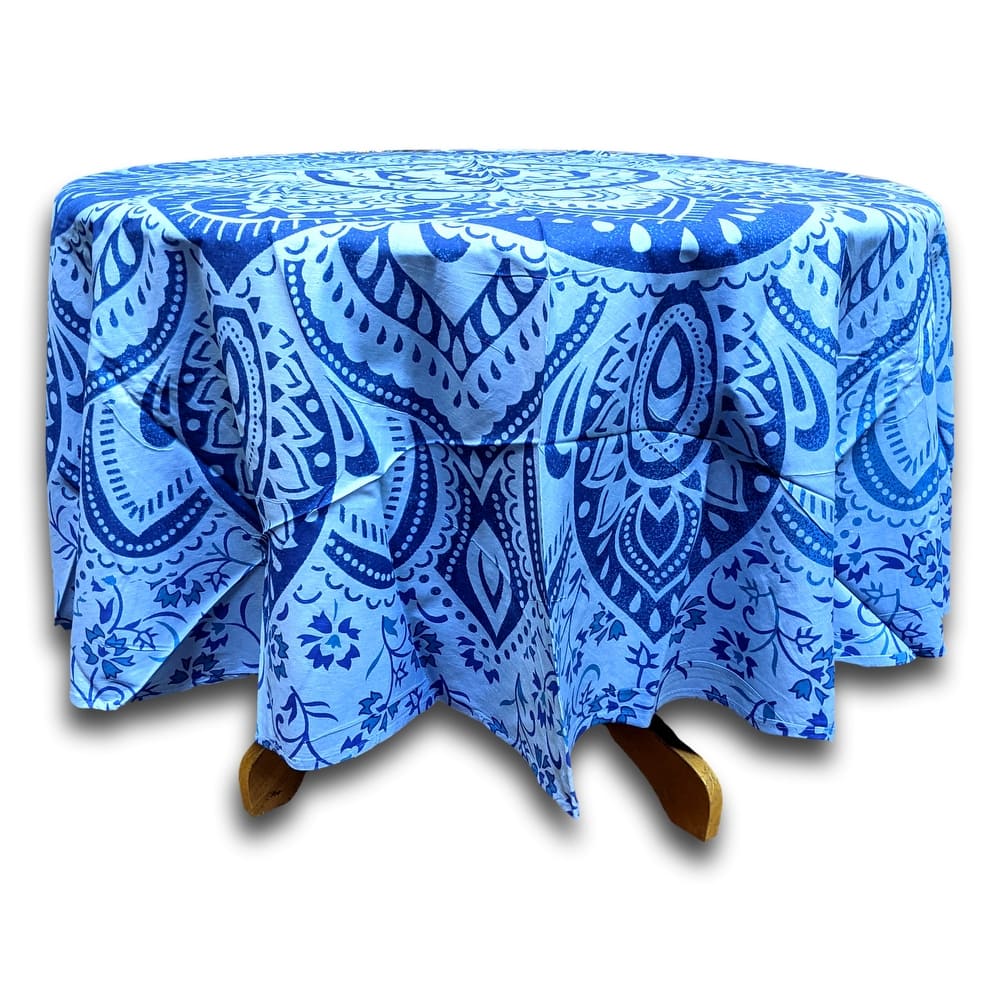 Cotton Floral Heart Medallion Tablecloth Round - 81 inches