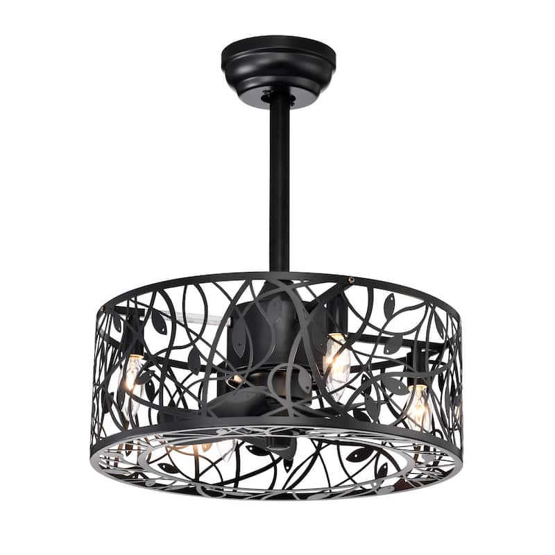 18 in. Smart Indoor Caged Ceiling Fan with Remote Control (Bulb Not Included)
