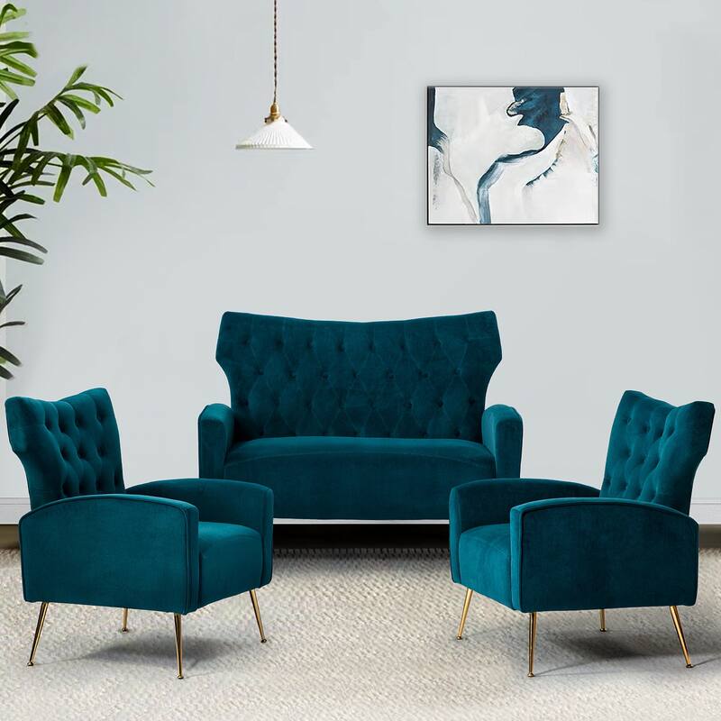Danita 48" Loveseat with Tufted Back by HULALA HOME - TEAL