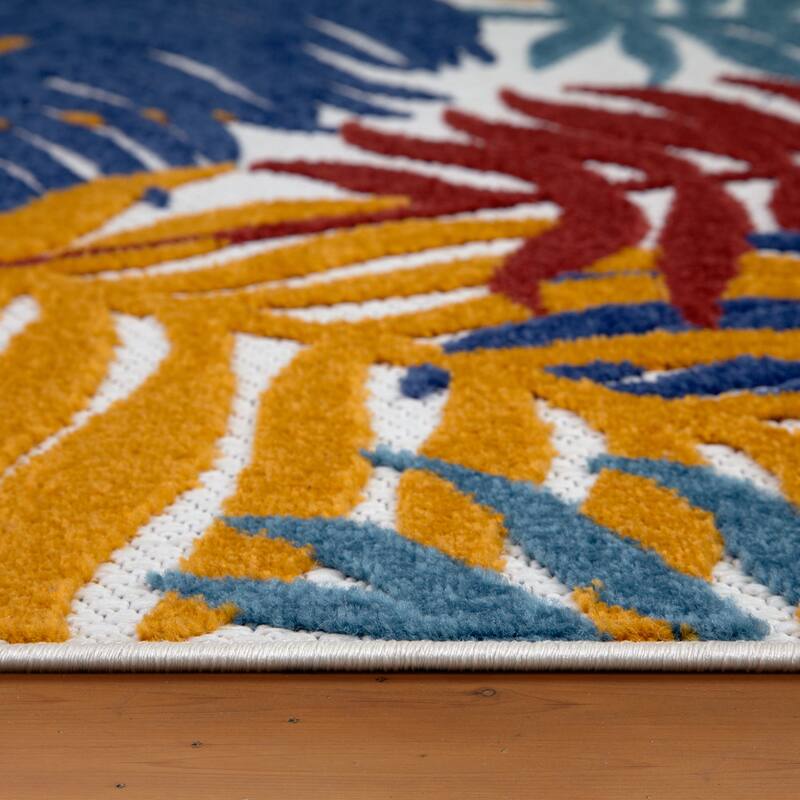 Leick Home Talipot Palm Outdoor Area Rug Rectangle 8'X10' and 2'X8' Runner Combo - 8' x 10'