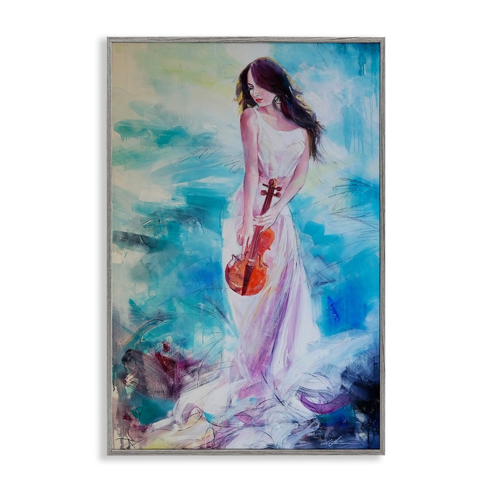Stupell Elegant Woman with Violin Framed Giclee Art Design By Lucille Lee