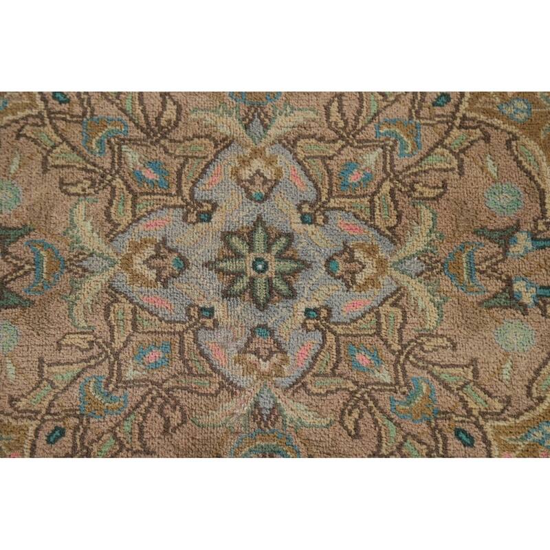 Floral Mashad Persian Antique Area Rug Hand-knotted Wool Carpet - 9'8" x 12'11"