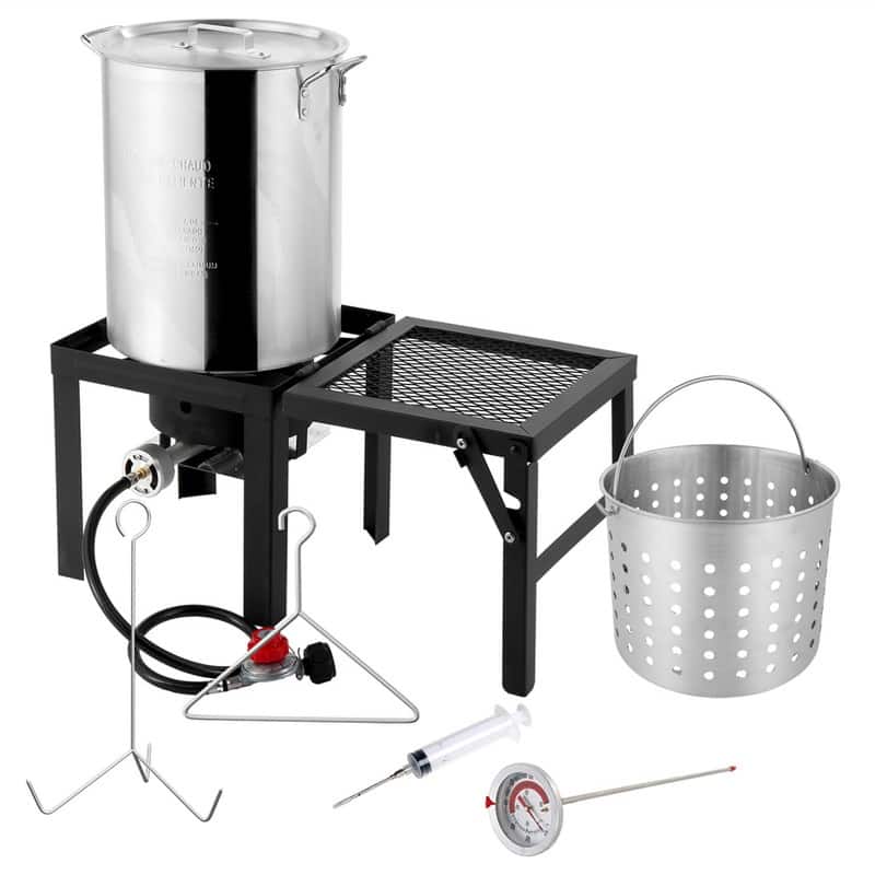 30QT Aluminum Turkey Fryer With Propane Gas Stove And Foldable Side Table - N/A
