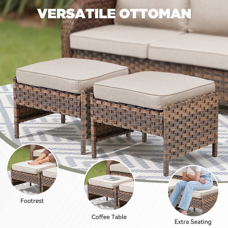 Pocassy Patio Sofa Swivel Chairs with Fire Table Funiture Set