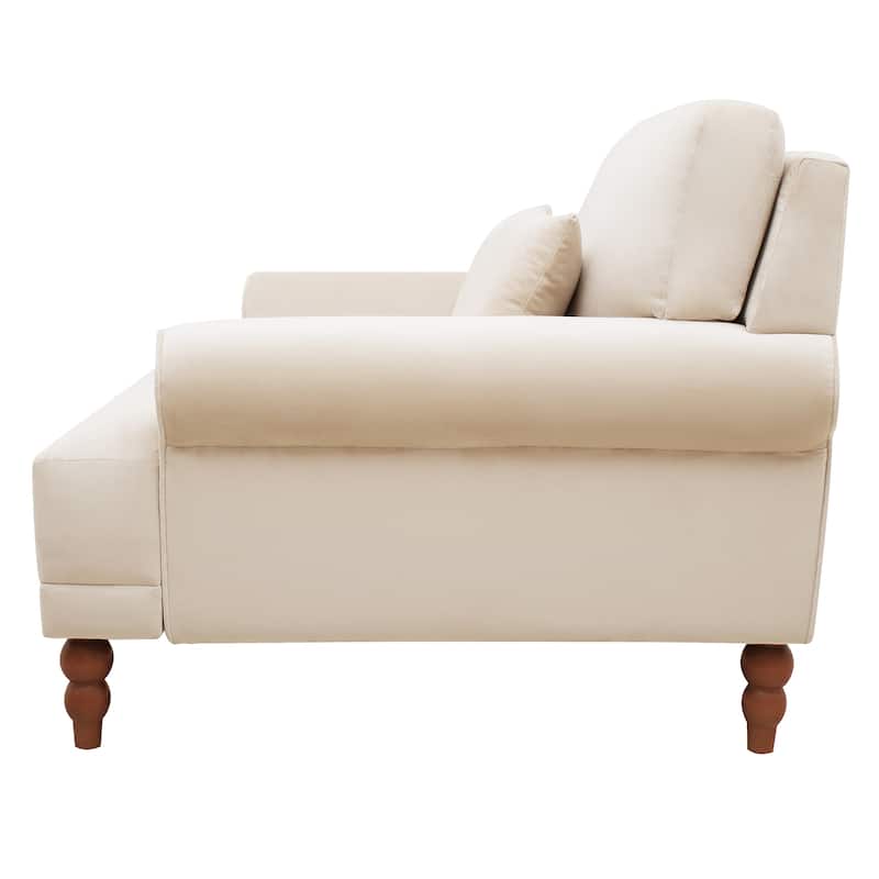 Beige 37.8" Velvet Accent Chair