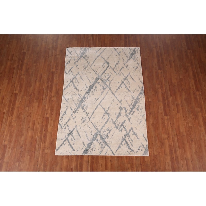 Abstract Modern Area Rug Hand-Knotted Wool Carpet - 5'3"x 7'7"
