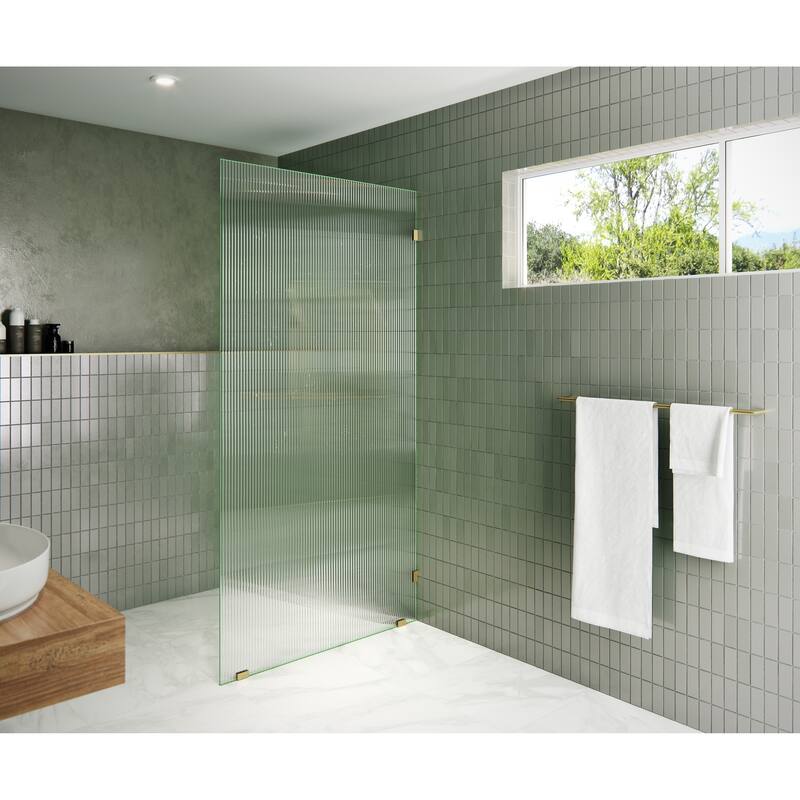 Glass Warehouse 40" x 78" Frameless Shower Door - Single Fixed Panel Fluted Frosted