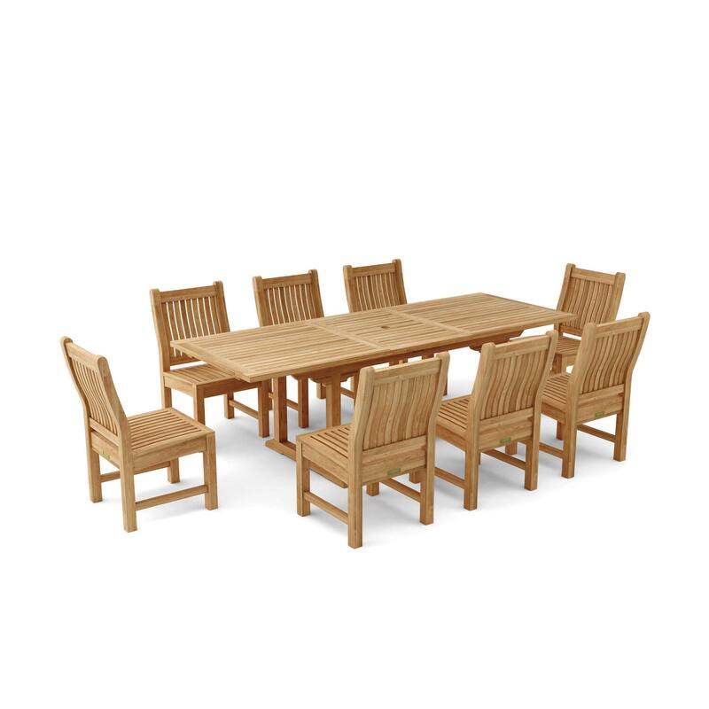 Rectangular Dining Set 9 Piece - Modern Glam Dining Table with Chairs