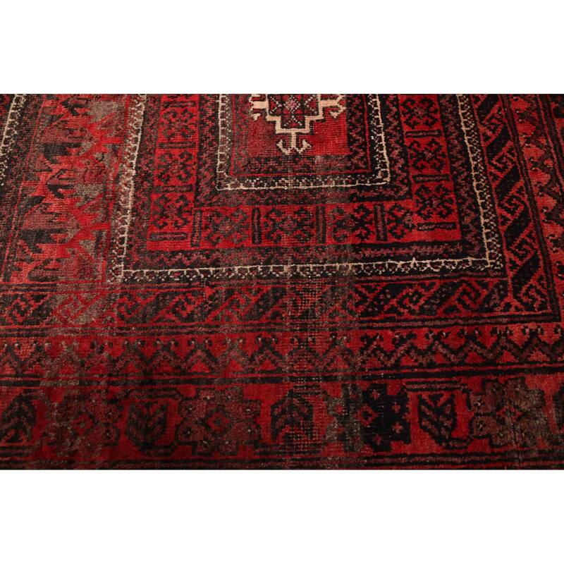 ECARPETGALLERY Hand-knotted Baluch Red Wool Rug - 3'5 x 6'7