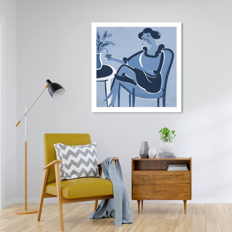 Wynwood Studio Canvas Abstract Waiting in Blue Blue and Mid-Century Modern Wall Art Canvas Print - 30 x 30