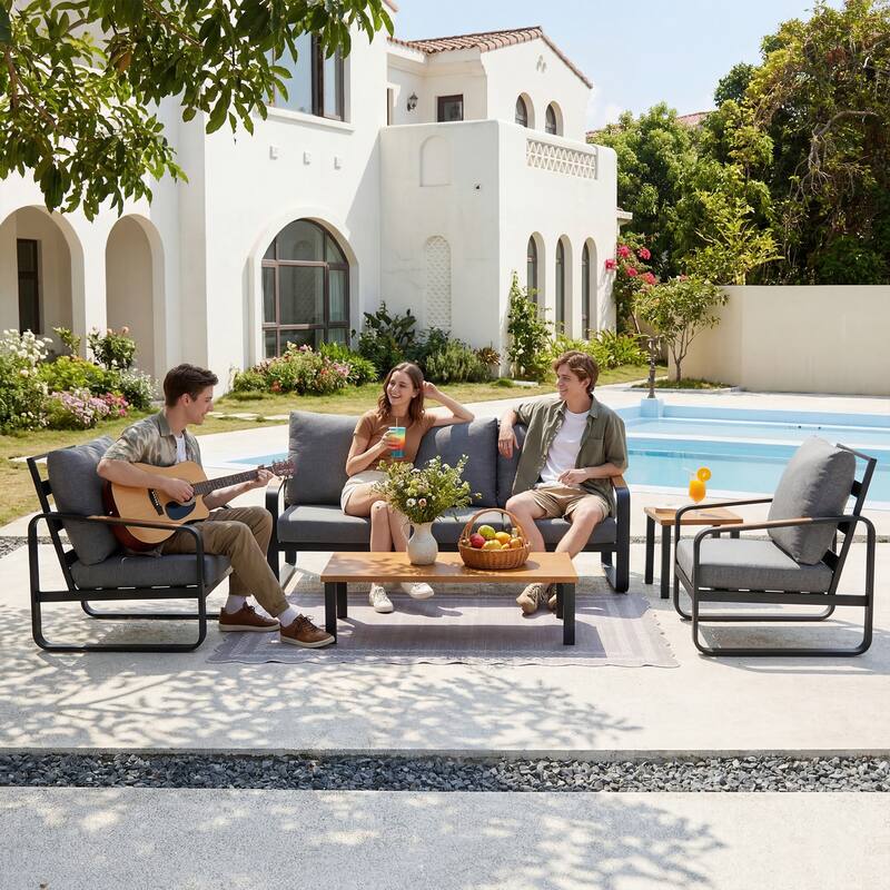 Outdoor Patio Conversation Sofa Set with Cushions