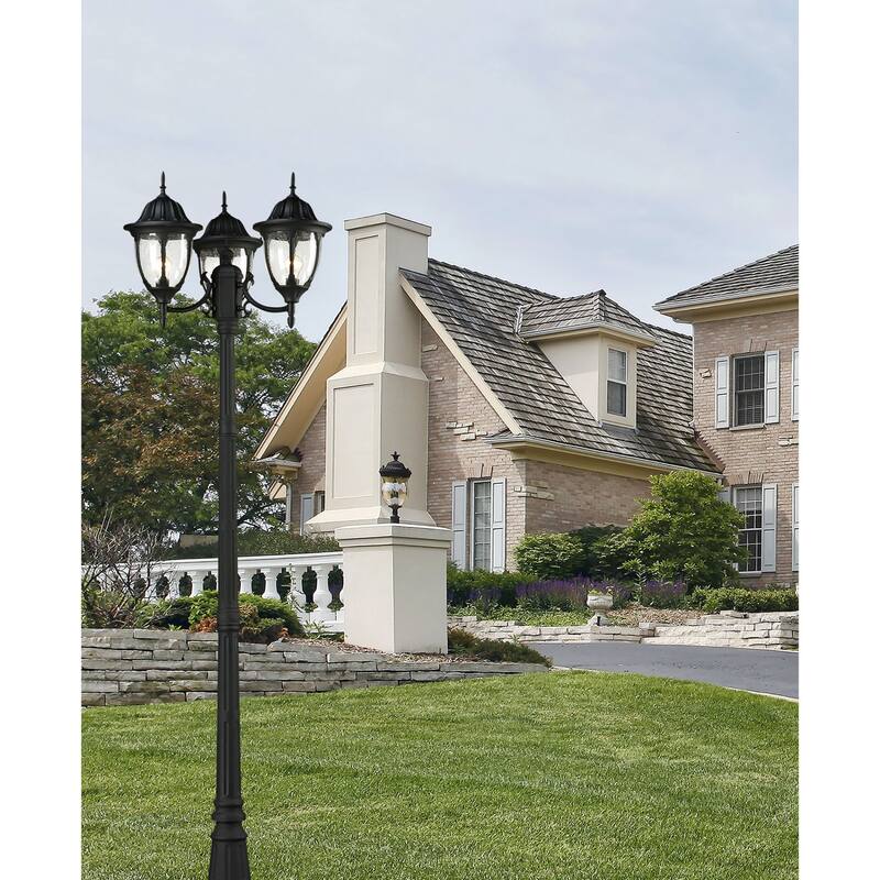 3-Light Outdoor Post Light - 7.5' - Matte Black