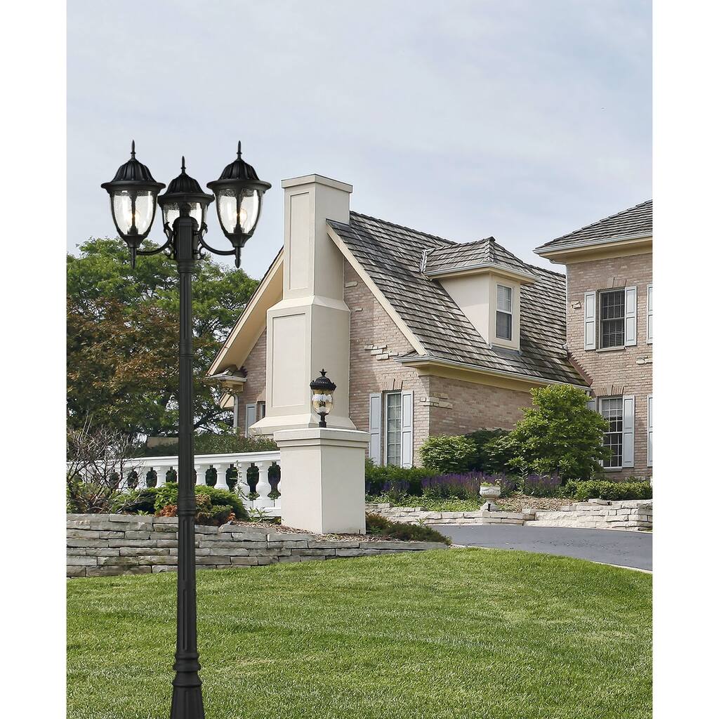 3-Light Outdoor Post Light - 7.5' - Matte Black