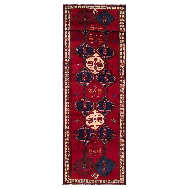 ECARPETGALLERY Hand-knotted Melis Vintage Red Wool Rug - 4'2 x 14'6 - Red - 4'2 x 14'6