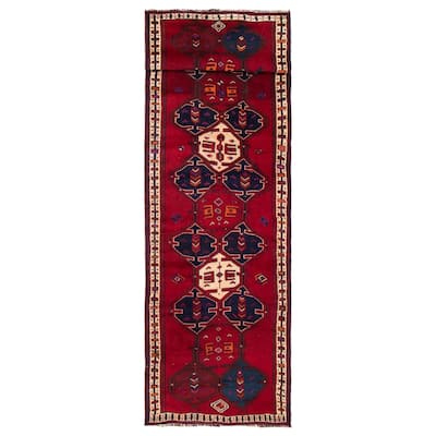 ECARPETGALLERY Hand-knotted Melis Vintage Red Wool Rug - 4'2 x 14'6