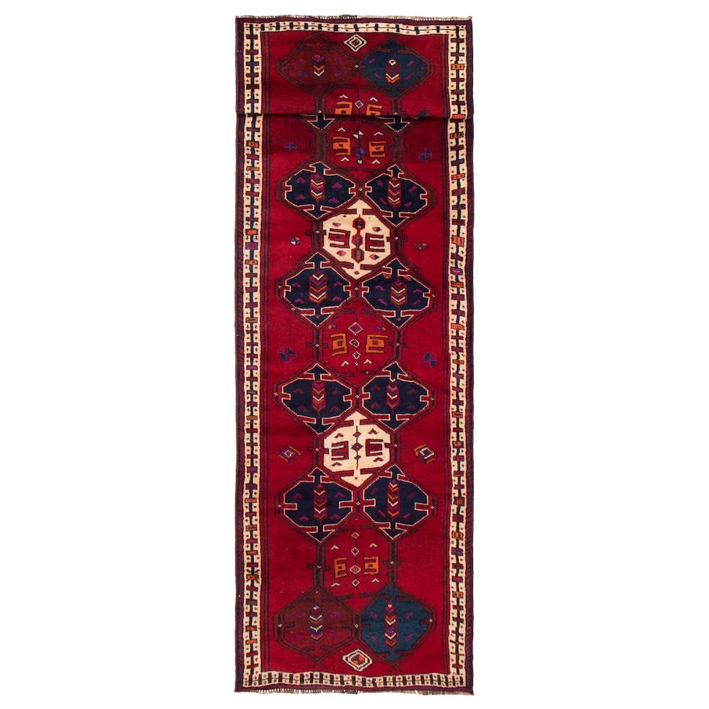 ECARPETGALLERY Hand-knotted Melis Vintage Red Wool Rug - 4'2 x 14'6