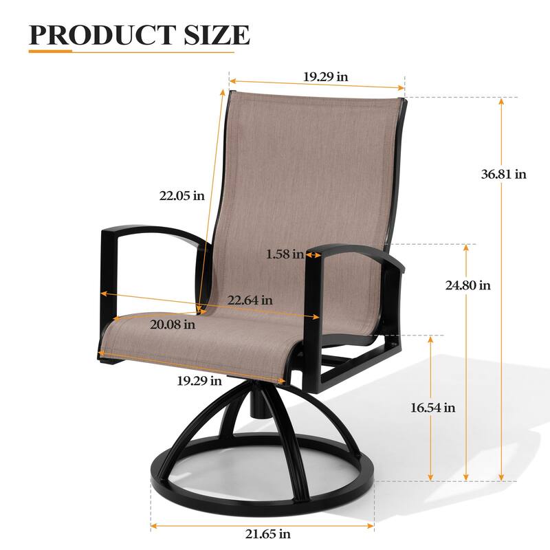 Outdoor Patio Aluminum Swivel Dining Chairs Armchair Sunbrella Fabric