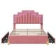 preview thumbnail 3 of 25, Full Size Velvet Upholstered Platform Bed with RGB Lights