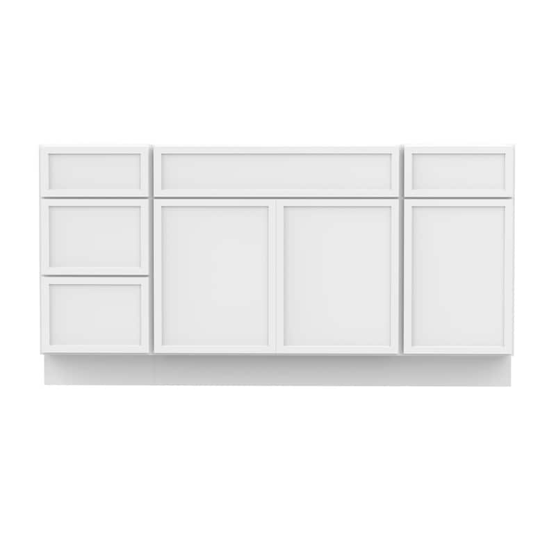 Vanity Art 69" Oak Freestanding Bathroom Vanity Cabinet without Top - White