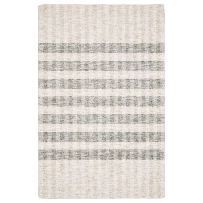 Thalia Scandinavian Textured Stripes Beige/ Grey PET Yarn Area Rug