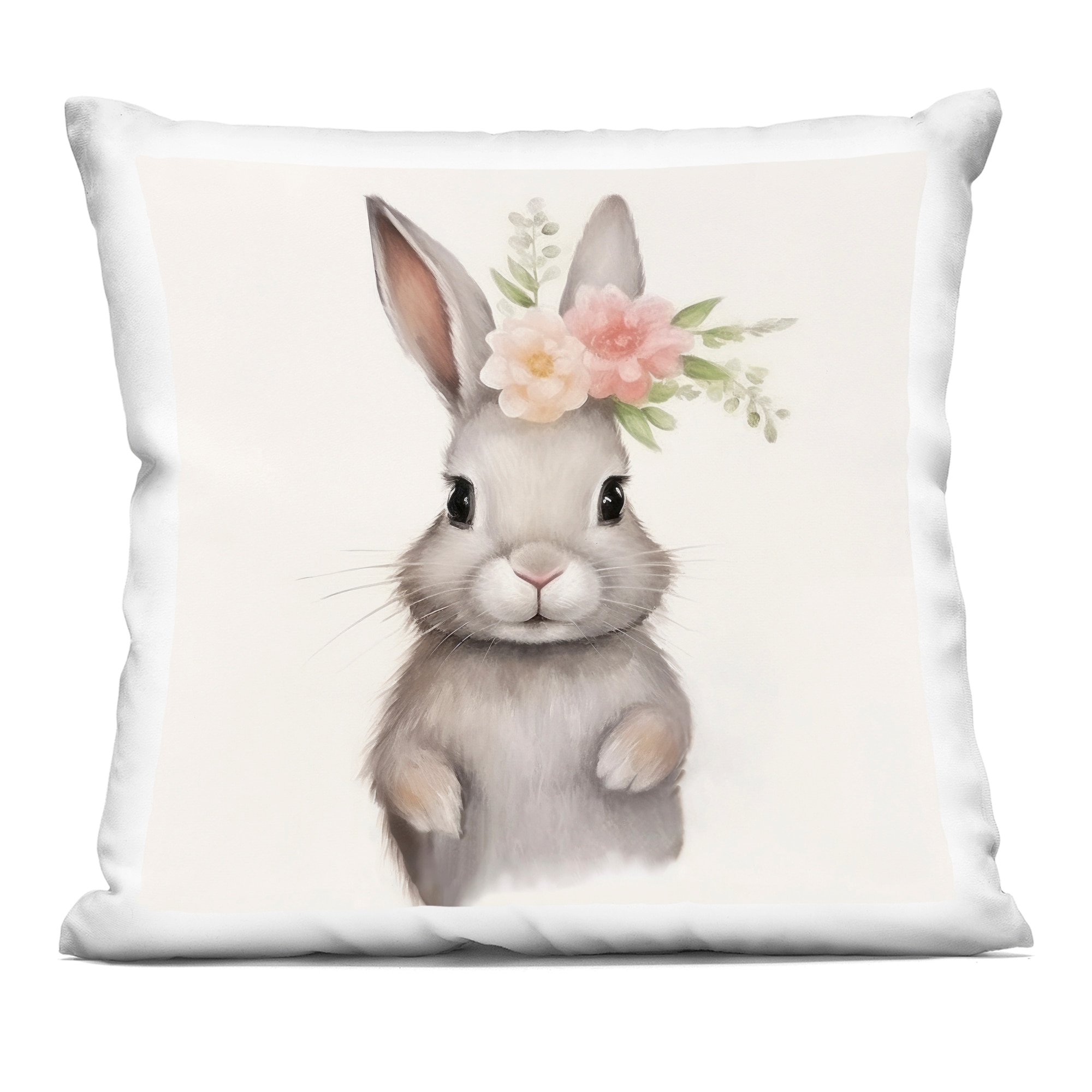 Stupell Fun Bunny with Flowers Decorative Printed Throw Pillow Design by Lazar Studio