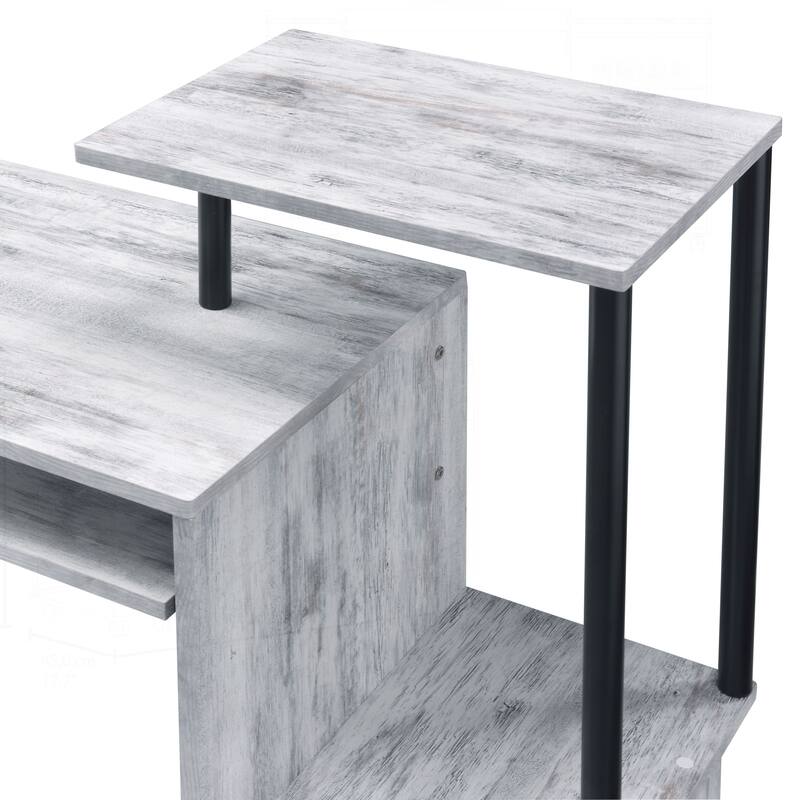 Versatile Metal and Wood Computer Desk with Integrated Storage Options