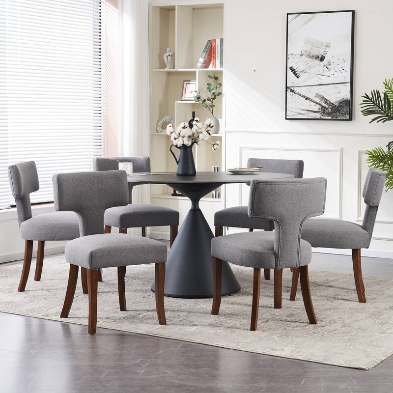 Upholstered Mordern Design T Back Dining Side Chair- Set of 2 - Set of 6 - Grey