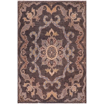 Bohemian Heriz Ziegler Ashlyn Grey Blue Hand-Knotted Rug - 8'0'' x 9'7''