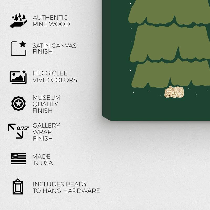 Wynwood Studio Canvas Holiday and Seasonal Two Pines with their Star Green Modern & Contemporary Wall Art Canvas Print