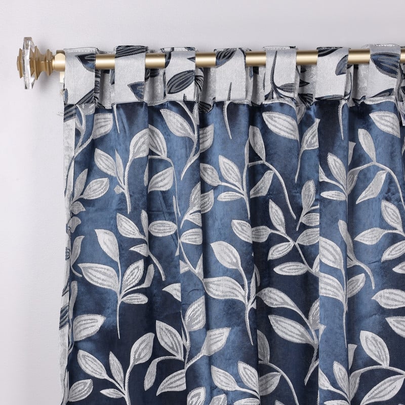 Superior Leaves Machine Washable Room Darkening Curtains with Back Tabs, Set of 2
