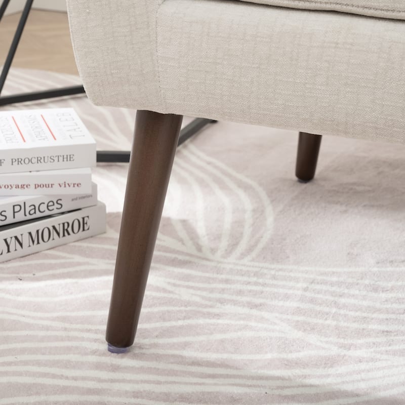 Chenille Modern Accent Chair with Wooden Legs and Mid-Century Lounge Chair (275lb Capacity)