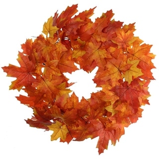 Autumn Splendor: 24-Inch Silk Maple Leaf Wreath for Front Door ...