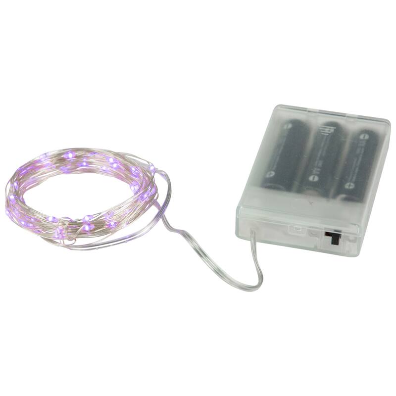 50-Count Purple LED Micro Fairy Christmas Lights - 16ft, Copper Wire