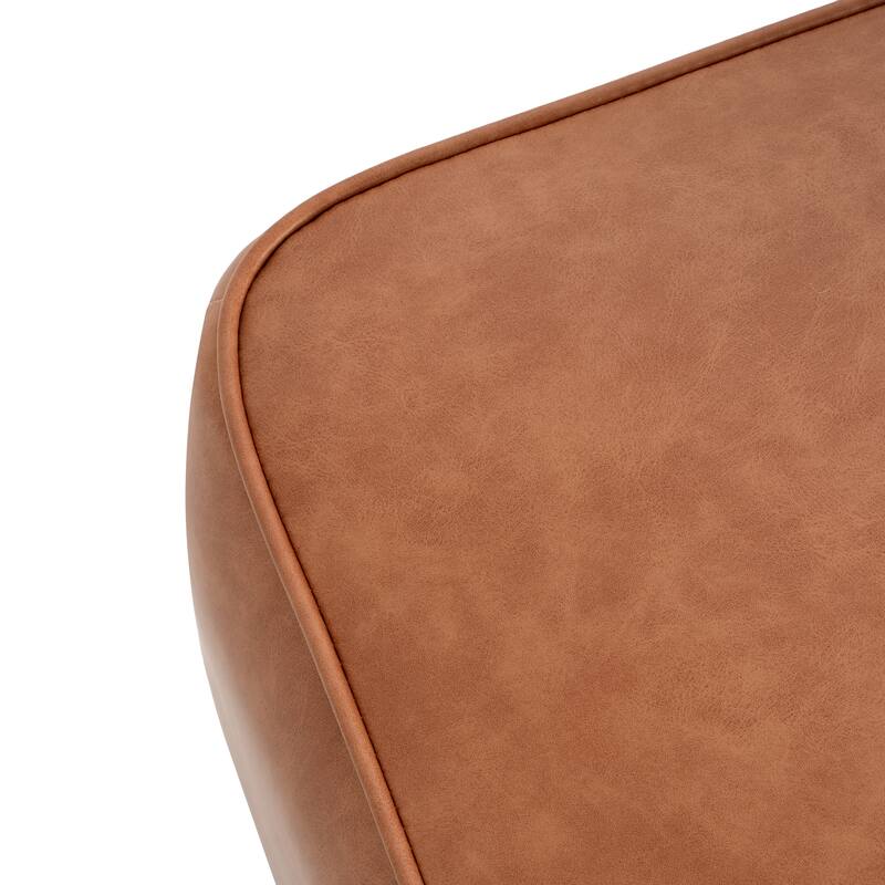 PU Leather Square Ottoman - Tan Upholstered Modern Home Piece