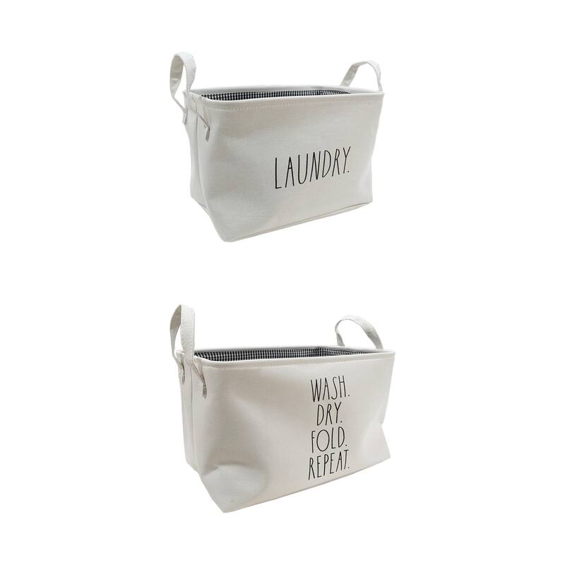 Rae Dunn Storage Set of 2 Organizing Baskets - LAUNDRY WASH DRY FOLD REPEAT
