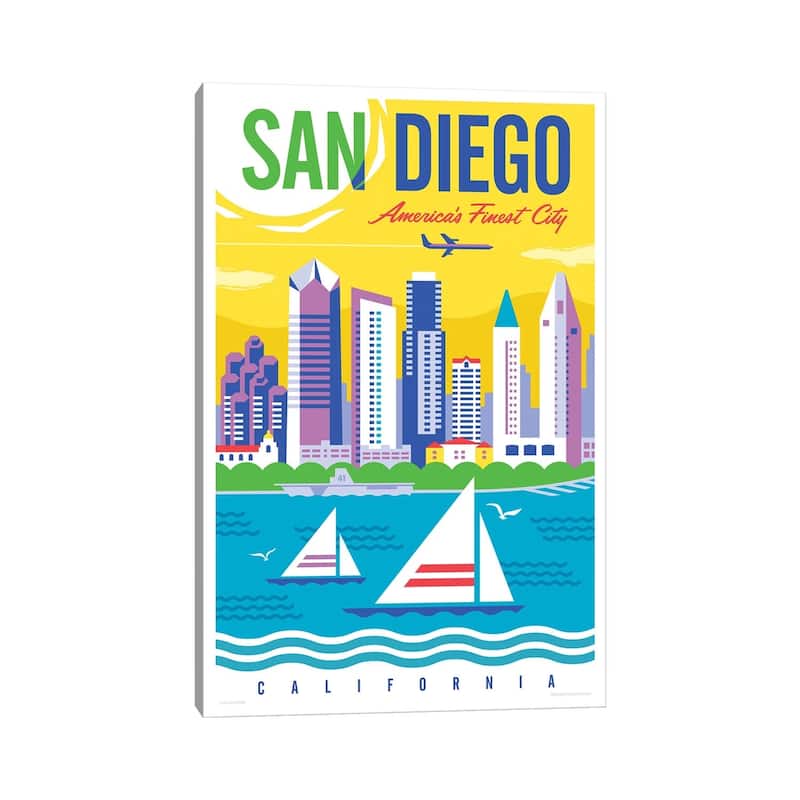 iCanvas "San Diego Travel Poster" by Jim Zahniser Canvas Print