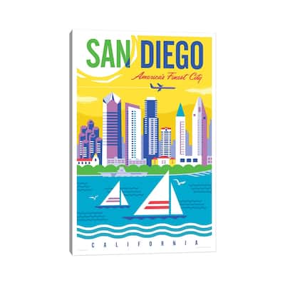 iCanvas "San Diego Travel Poster" by Jim Zahniser Canvas Print