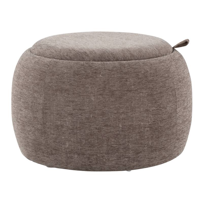 Tray Pouf Contemporary Ottoman in Natural Wood and Fabric by LumiSource