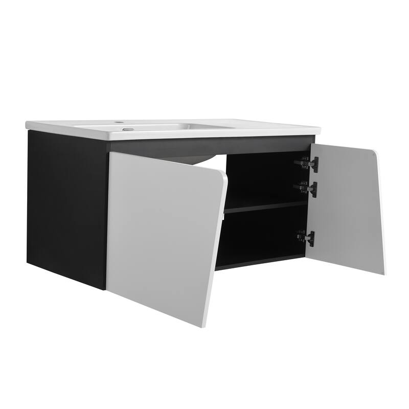 GDFStudio - Lennox Floating Bathroom Vanity with Ceramic Sink, Soft-Close Door
