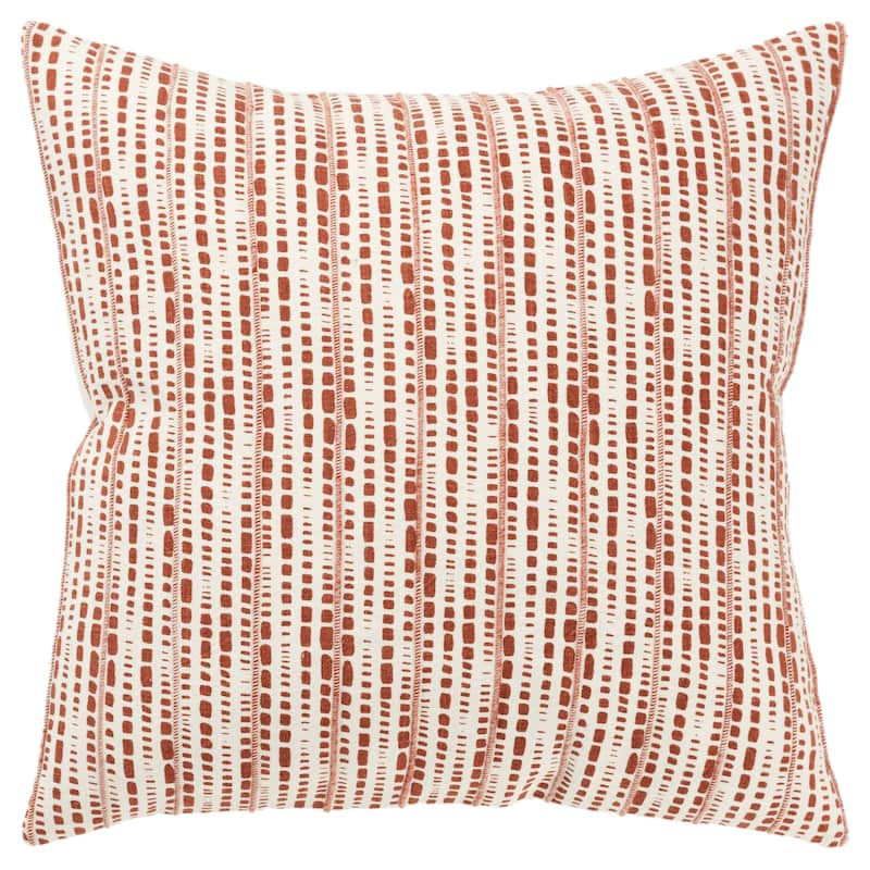 Rizzy Home Transitional Ivory Down Filled Decorative Pillow 20" x 20" - Ivory/Terracotta