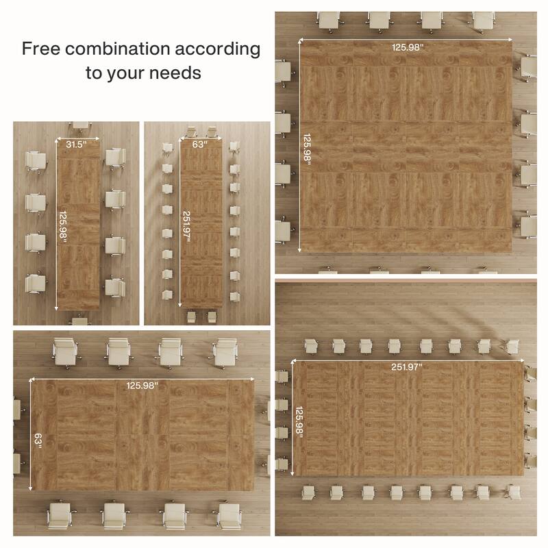 63-Inch Long Wood Conference Table, Simple Meeting Desk for Home Office & Small Team Gatherings