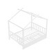 preview thumbnail 9 of 7, White Full Size Metal House Platform Bed with Two Drawers, Headboard and Footboard, Roof Design